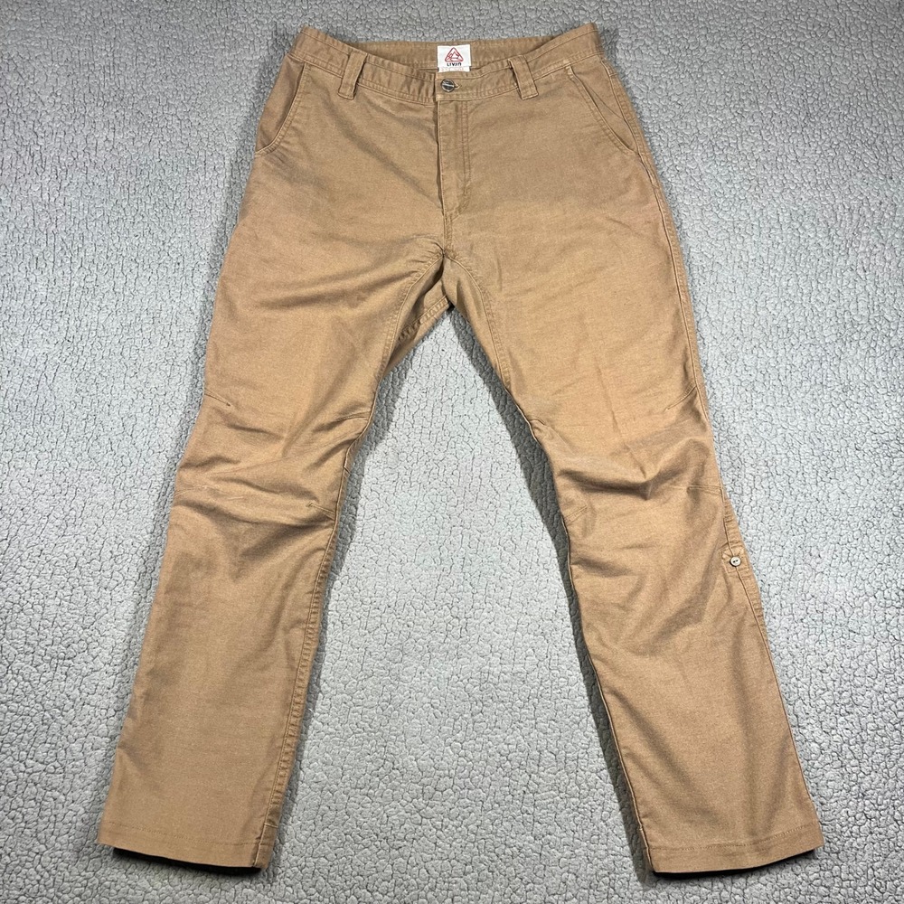 LIVSN Flex Canvas Pants Mens 32x30L Utility Outdoor Brown Gorpcore Roll Tab